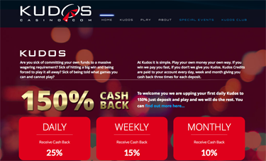 Skärmdump från Realtime Gaming casinot Kudos Casino