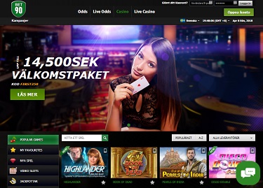 Bet 90 Casino hemsida