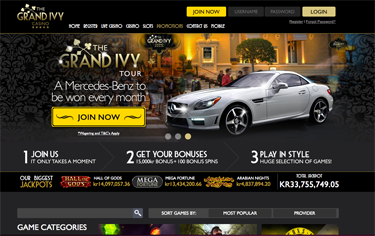 Skärmdump från Aristocrat casinot Grand Ivy