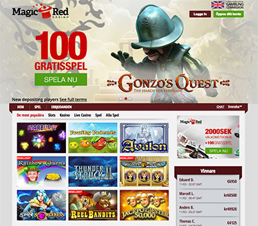 Skärmdump från Aristocrat casinot Magic Red Casino
