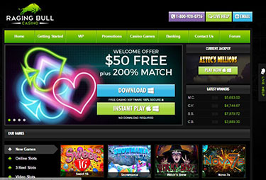 Skärmdump från Realtime Gaming casinot Raging Bull