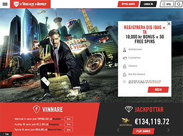 Vegas Hero hemsida