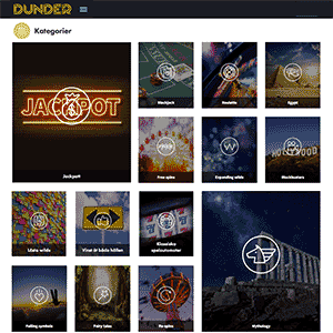 Kategorier på dunder casino